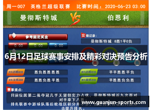 6月12日足球赛事安排及精彩对决预告分析